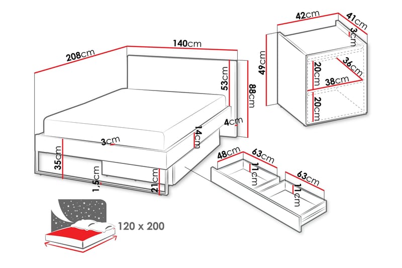 Sigmana Möbelset För Sovrum - Ljusgrå/Beige - Möbler - Säng - Möbelset för sovrum