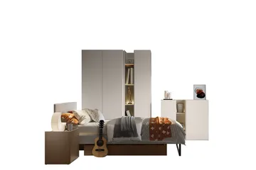 Sigmana Möbelset För Sovrum - Ljusgrå/Beige - Möbler - Säng - Möbelset för sovrum