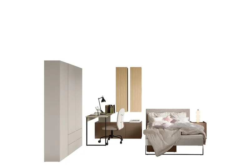 Sigmana Möbelset För Sovrum, Ljusgrå/Brun/Beige