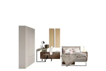 Sigmana Möbelset För Sovrum - Ljusgrå/Brun/Beige - Möbler - Säng - Möbelset för sovrum