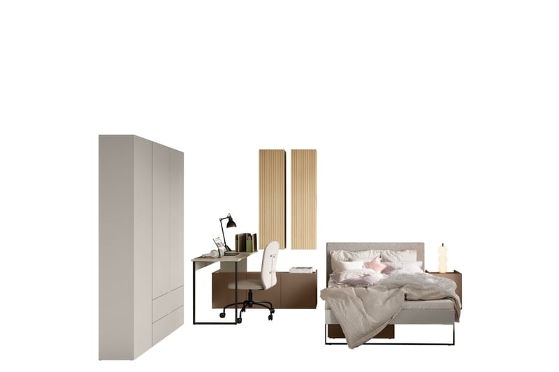 Sigmana Möbelset För Sovrum, Ljusgrå/Brun/Beige
