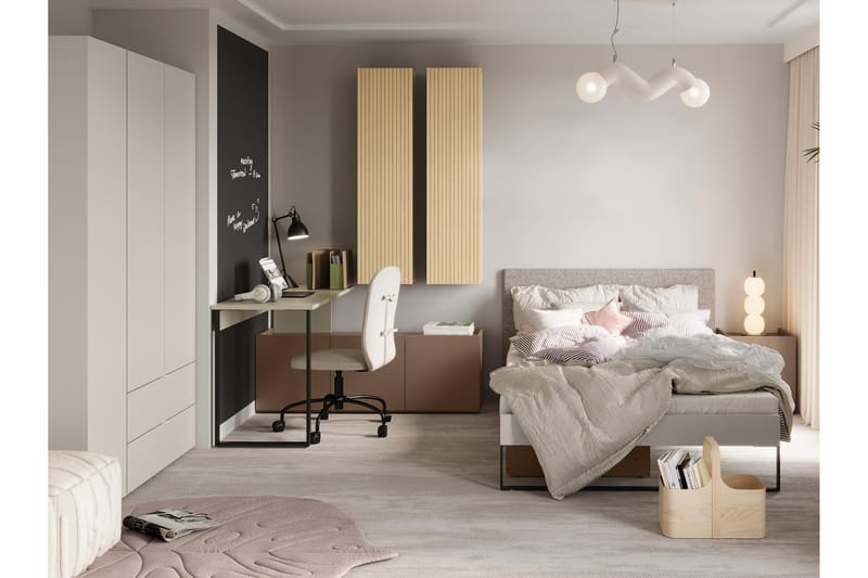 Sigmana Möbelset För Sovrum - Ljusgrå/Brun/Beige - Möbler - Säng - Möbelset för sovrum