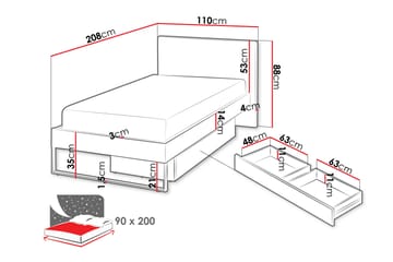 Sigmana Sängram 90x200 cm - Ljusgrå/Brun - Möbler - Säng - Sängram & sängstomme