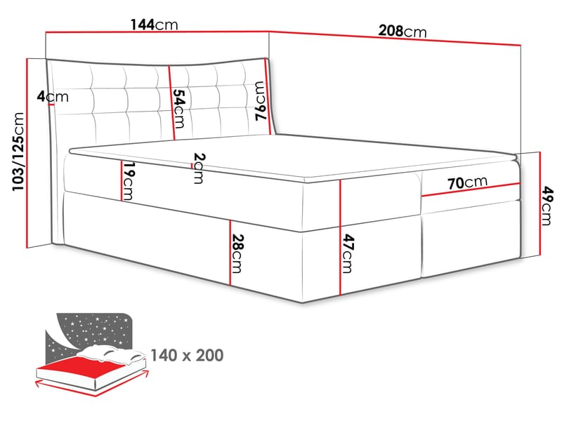 Sirel Sängpaket Kontinentalsäng 140x200 cm - beige - Möbler - Säng - Kontinentalsäng