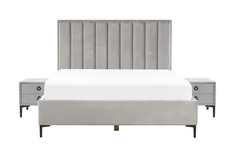 Sovrumsset dubbelsäng 180x200 cm grå SEZANNE - Grå - Ramsäng - Dubbelsäng - Komplett sängpaket