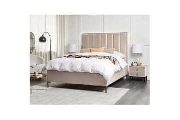 Sovrumsset Sezanne Grå/Beige/Svart, 140x200 cm, Sammet - Grå/Beige/Svart, 140x200 cm, Sammet - Möbler - Säng - Möbelset för sovrum