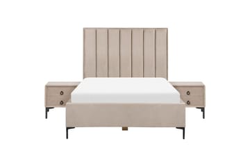 Sovrumsset Sezanne Grå/Beige/Svart, 140x200 cm, Sammet - Grå/Beige/Svart, 140x200 cm, Sammet - Möbler - Säng - Möbelset för sovrum