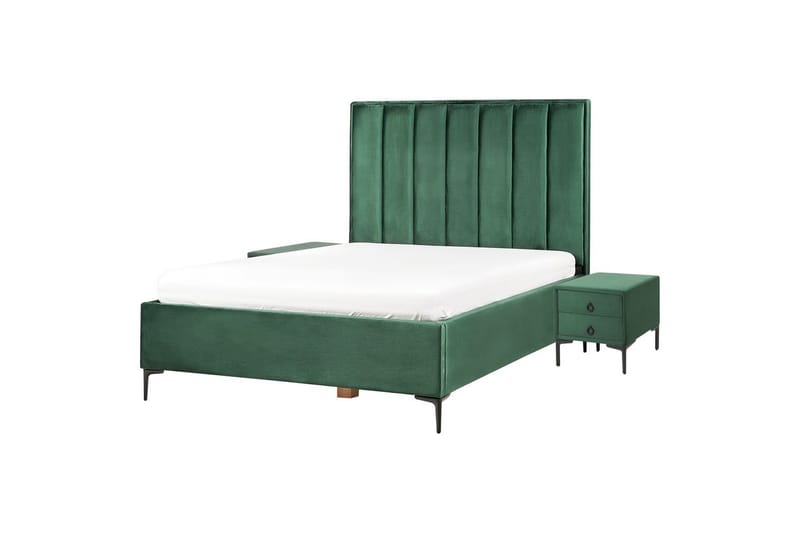 Sovrumsset Sezanne Grön/Svart, 140x200 cm, Sammet - Gr�ön/Svart, 140x200 cm, Sammet - Möbler - Säng - Möbelset för sovrum