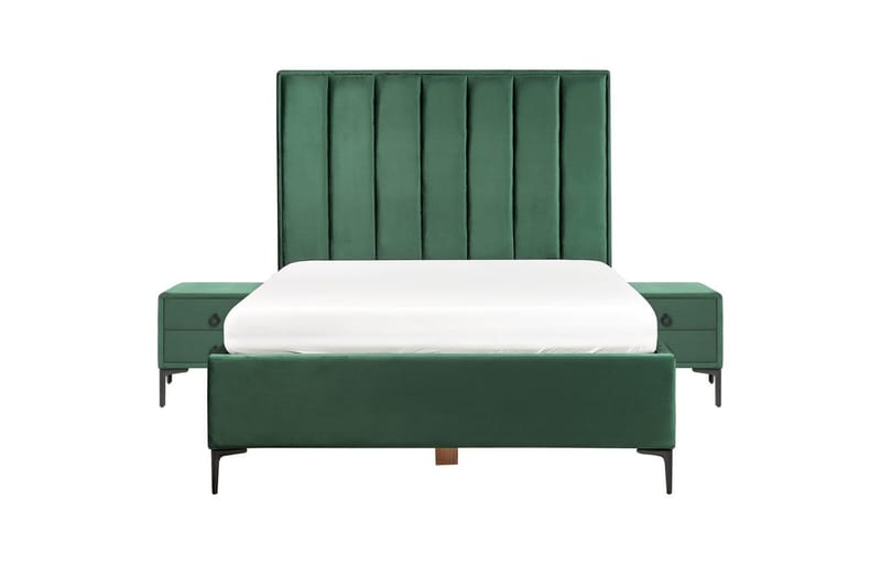 Sovrumsset Sezanne Grön/Svart, 140x200 cm, Sammet - Grön/Svart, 140x200 cm, Sammet - Möbler - Säng - Möbelset för sovrum