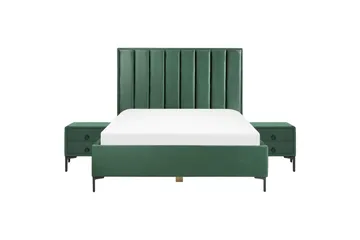Sovrumsset Sezanne Grön/Svart, 160x200 cm, Sammet - Grön/Svart, 160x200 cm, Sammet - Möbler - Säng - Möbelset för sovrum