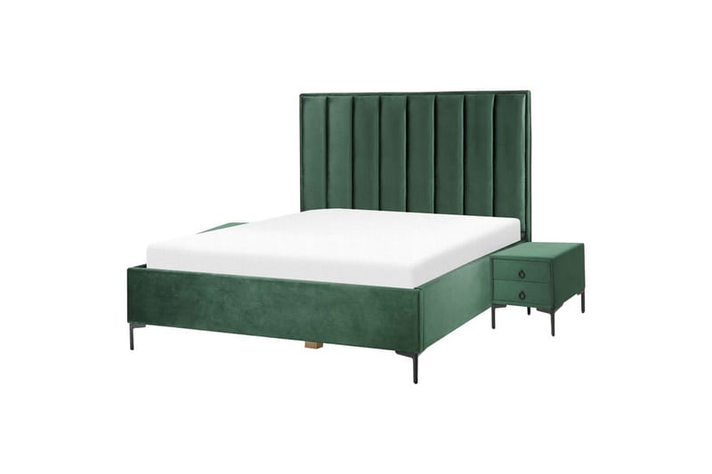 Sovrumsset Sezanne Grön/Svart, 160x200 cm, Sammet - Grön/Svart, 160x200 cm, Sammet - Möbler - Säng - Möbelset för sovrum