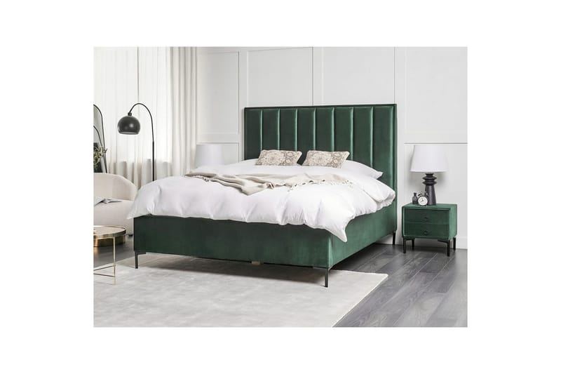 Sovrumsset Sezanne Grön/Svart, 160x200 cm, Sammet - Grön/Svart, 160x200 cm, Sammet - Möbler - Säng - Möbelset för sovrum