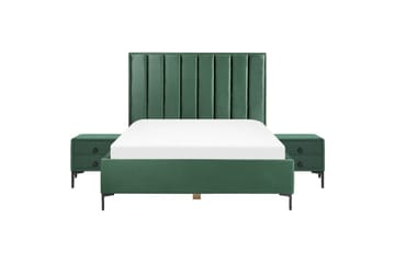 Sovrumsset Sezanne Grön/Svart, 160x200 cm, Sammet - Grön/Svart, 160x200 cm, Sammet - Möbler - Säng - Möbelset för sovrum