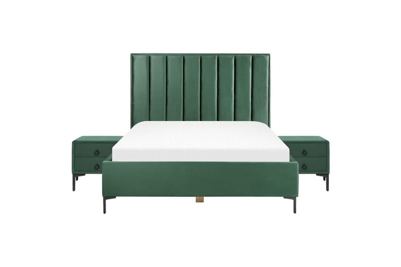 Sovrumsset Sezanne Grön/Svart, 160x200 cm, Sammet - Grön/Svart, 160x200 cm, Sammet - Möbler - Säng - Möbelset för sovrum