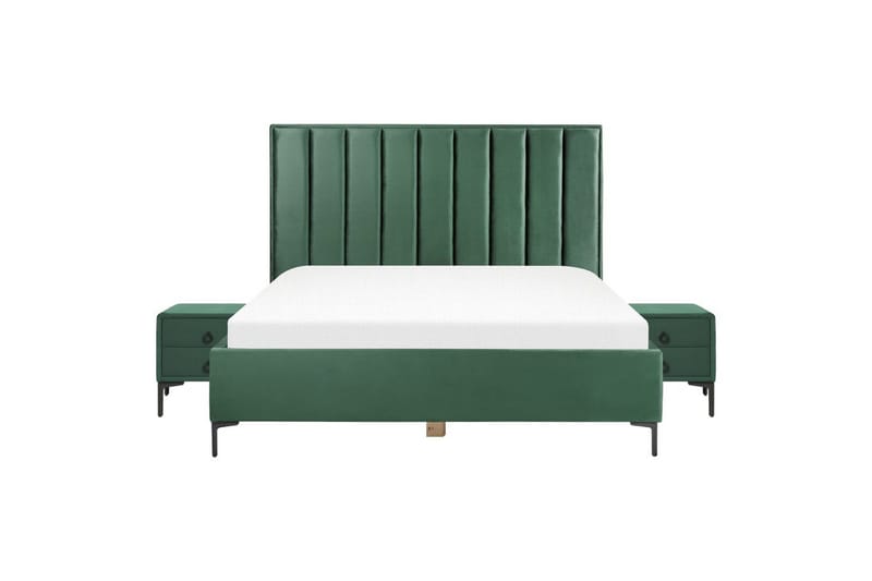 Sovrumsset Sezanne Grön/Svart, 180x200 cm, Sammet - Grön/Svart, 180x200 cm, Sammet - Möbler - Säng - Möbelset för sovrum