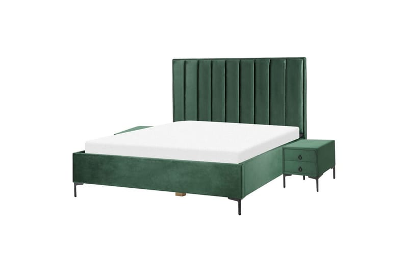 Sovrumsset Sezanne Grön/Svart, 180x200 cm, Sammet - Grön/Svart, 180x200 cm, Sammet - Möbler - Säng - Möbelset för sovrum
