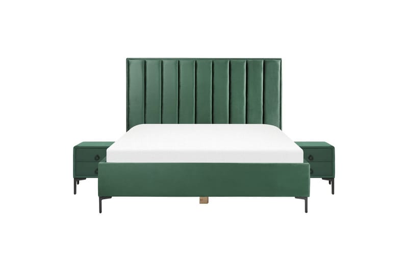 Sovrumsset Sezanne Grön/Svart, 180x200 cm, Sammet - Grön/Svart, 180x200 cm, Sammet - Möbler - Säng - Möbelset för sovrum
