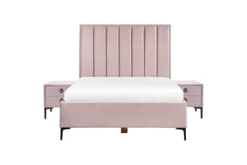 Sovrumsset Sezanne Rosa/Svart, 140x200 cm, Sammet - Rosa/Svart, 140x200 cm, Sammet - Möbler - Säng - Möbelset för sovrum