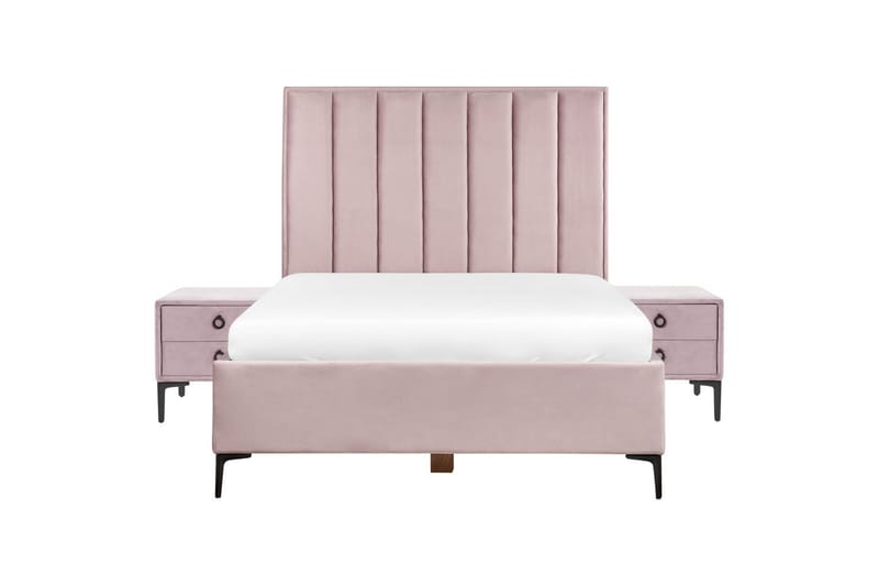 Sovrumsset Sezanne Rosa/Svart, 140x200 cm, Sammet - Rosa/Svart, 140x200 cm, Sammet - Möbler - Säng - Möbelset för sovrum