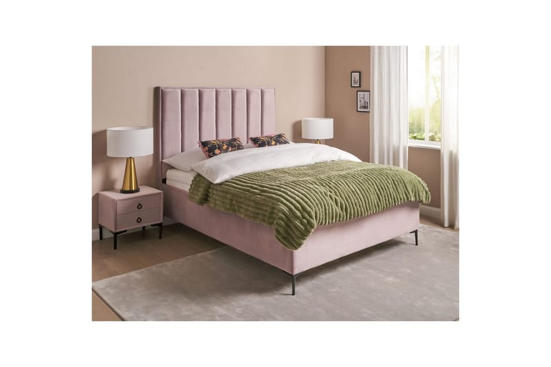 Sovrumsset Sezanne Rosa/Svart, 160x200 cm, Sammet - Rosa/Svart, 160x200 cm, Sammet - Möbler - Säng - Möbelset för sovrum