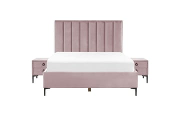 Sovrumsset Sezanne Rosa/Svart, 160x200 cm, Sammet - Rosa/Svart, 160x200 cm, Sammet - Möbler - Säng - Möbelset för sovrum