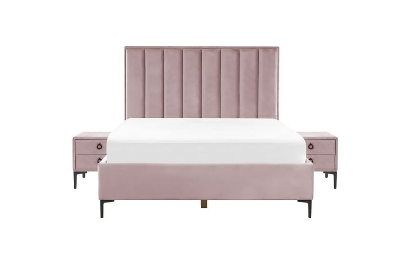 Sovrumsset Sezanne Rosa/Svart, 160x200 cm, Sammet - Rosa/Svart, 160x200 cm, Sammet - Möbler - Säng - Möbelset för sovrum