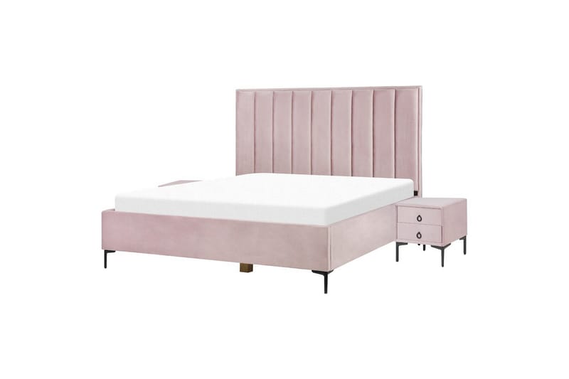 Sovrumsset Sezanne Rosa/Svart, 180x200 cm, Sammet - Rosa/Svart, 180x200 cm, Sammet - Möbler - Säng - Möbelset för sovrum