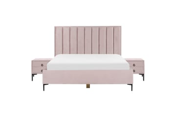 Sovrumsset Sezanne Rosa/Svart, 180x200 cm, Sammet - Rosa/Svart, 180x200 cm, Sammet - Möbler - Säng - Möbelset för sovrum