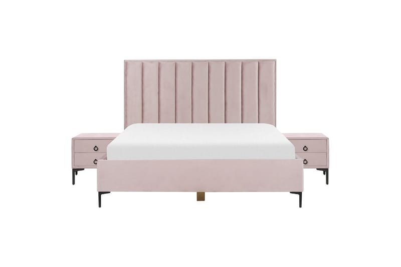 Sovrumsset Sezanne Rosa/Svart, 180x200 cm, Sammet - Rosa/Svart, 180x200 cm, Sammet - Möbler - Säng - Möbelset för sovrum