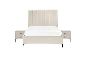 Sovrumsset Sezanne Vit/Svart, 140x200 cm, Bouclé - Vit/Svart, 140x200 cm, Bouclé - Möbler - Säng - Möbelset för sovrum