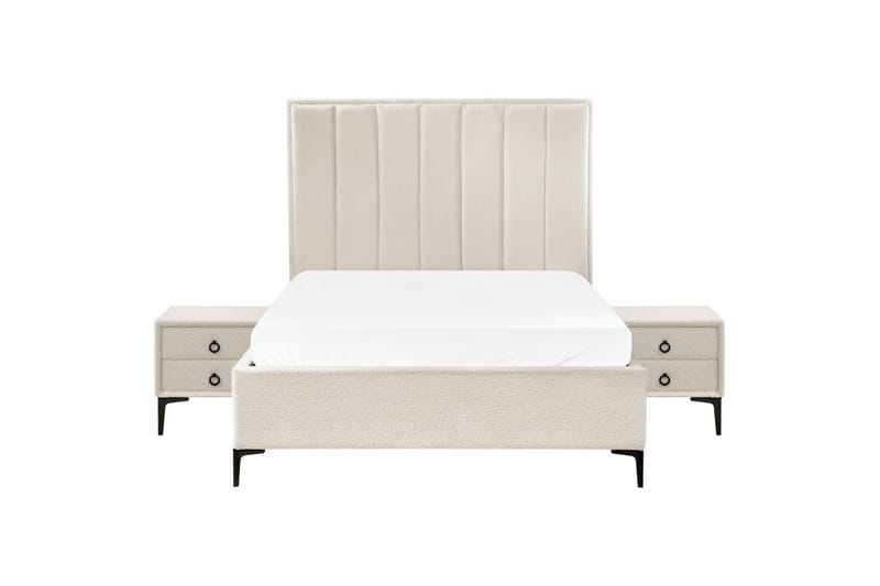 Sovrumsset Sezanne Vit/Svart, 140x200 cm, Bouclé - Vit/Svart, 140x200 cm, Bouclé - Möbler - Säng - Möbelset för sovrum