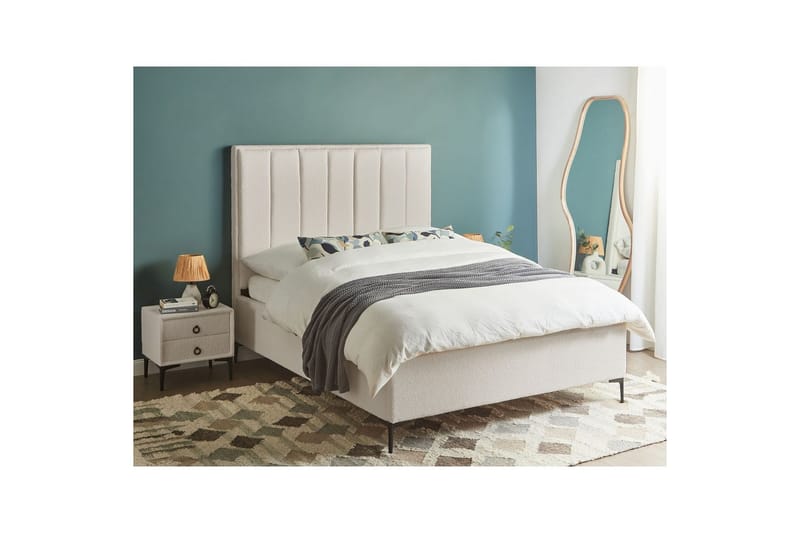 Sovrumsset Sezanne Vit/Svart, 140x200 cm, Bouclé - Vit/Svart, 140x200 cm, Bouclé - Möbler - Säng - Möbelset för sovrum