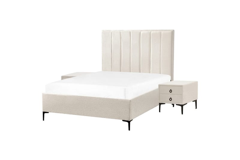 Sovrumsset Sezanne Vit/Svart, 140x200 cm, Bouclé - Vit/Svart, 140x200 cm, Bouclé - Möbler - Säng - Möbelset för sovrum