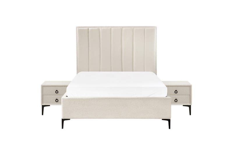 Sovrumsset Sezanne Vit/Svart, 140x200 cm, Bouclé - Vit/Svart, 140x200 cm, Bouclé - Möbler - Säng - Möbelset för sovrum