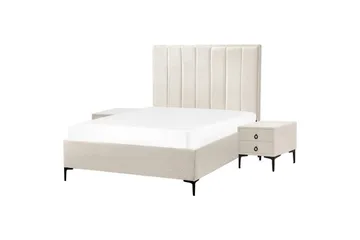Sovrumsset Sezanne Vit/Svart, 140x200 cm, Bouclé - Vit/Svart, 140x200 cm, Bouclé - Möbler - Säng - Möbelset för sovrum