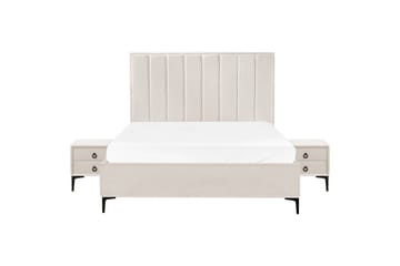 Sovrumsset Sezanne Vit/Svart, 160x200 cm, Bouclé - Vit/Svart, 160x200 cm, Bouclé - Möbler - Säng - Möbelset för sovrum