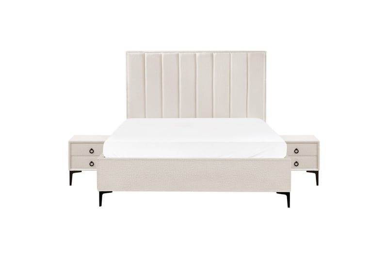 Sovrumsset Sezanne Vit/Svart, 160x200 cm, Bouclé - Vit/Svart, 160x200 cm, Bouclé - Möbler - Säng - Möbelset för sovrum