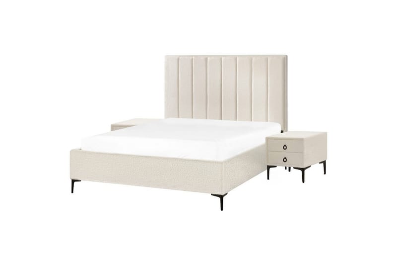 Sovrumsset Sezanne Vit/Svart, 160x200 cm, Bouclé - Vit/Svart, 160x200 cm, Bouclé - Möbler - Säng - Möbelset för sovrum