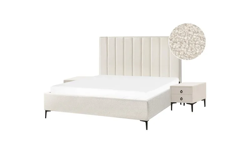 Sovrumsset Sezanne Vit/Svart, 180x200 cm, Bouclé, Vit/Svart, 180x200 cm, Bouclé