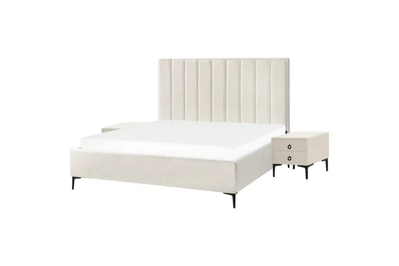 Sovrumsset Sezanne Vit/Svart, 180x200 cm, Bouclé - Vit/Svart, 180x200 cm, Bouclé - Möbler - Säng - Möbelset för sovrum