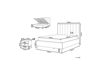 Sovrumsset Sezanne Vit/Svart, 180x200 cm, Bouclé - Vit/Svart, 180x200 cm, Bouclé - Möbler - Säng - Möbelset för sovrum
