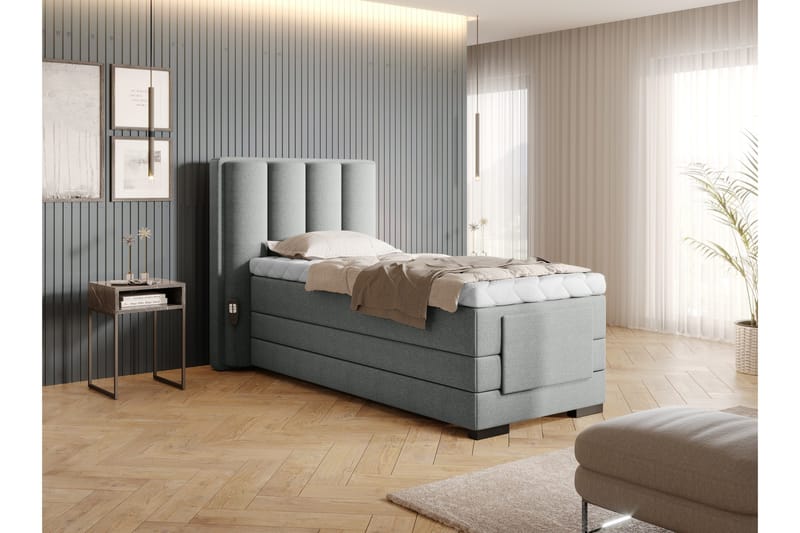Banti Ställbar Kontinentalsäng 90x200 cm - Grå - Möbler - Säng - Ställbar säng