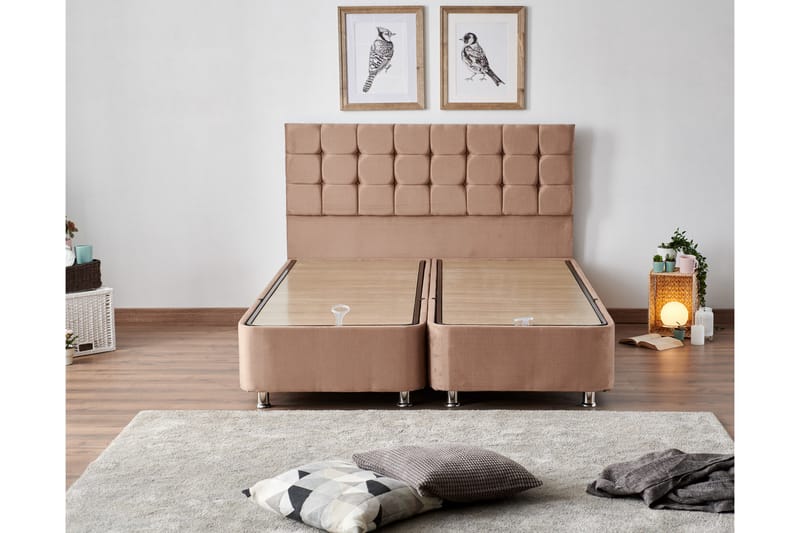 Kontinentalsäng Dubbel Pylpio 160x200 cm - Ljusbrun - Ställbar säng