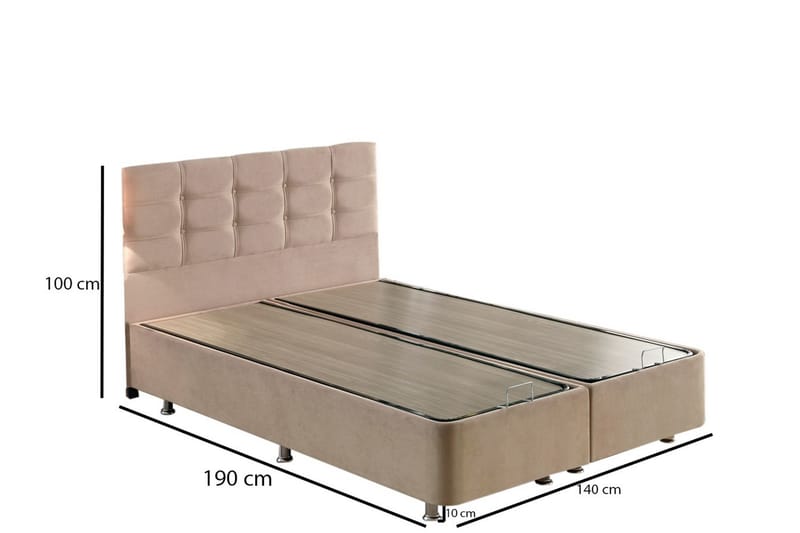 Kontinentalsäng Dubbel Pylpio 140x190 cm - Ljusbrun - Möbler - Säng - Ställbar säng