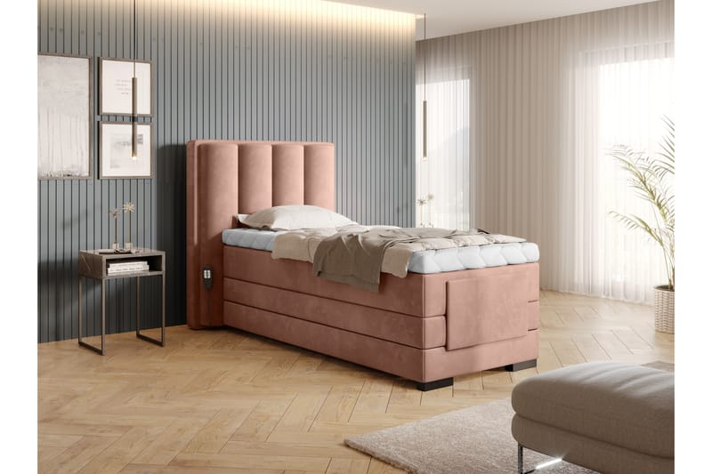 Ställbar Kontinentalsäng Masayuki 90x200 cm - Rosa - Ställbar säng