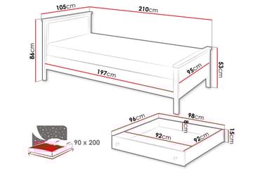 Storys Sängram 200x90 cm - Beige/Grå - Möbler - Säng - Sängram & sängstomme