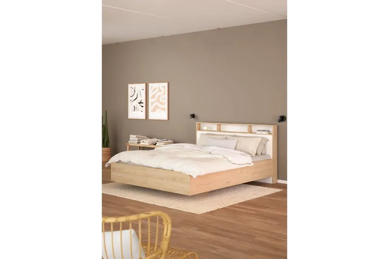 Sumita Sängram 140x190 cm - Natur/Vit - Möbler - Säng - Sängram & sängstomme