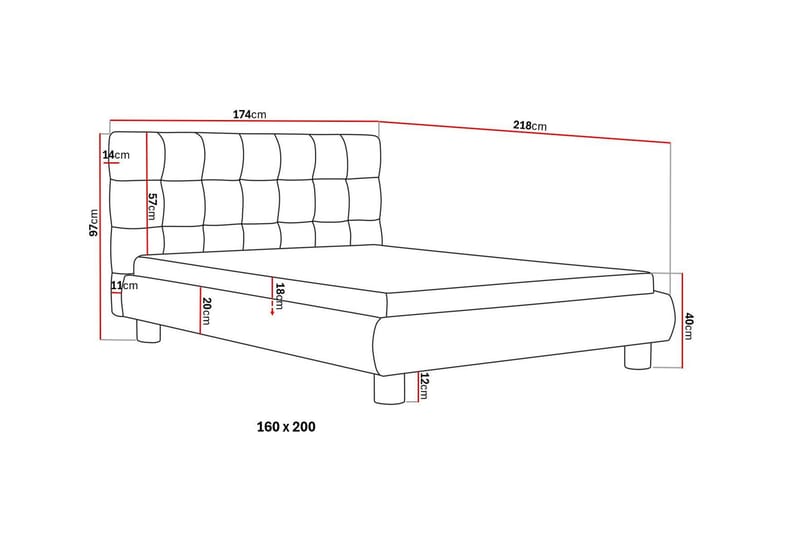 Teddy Komplett Sängpaket Sängram med Madrass 160x200 cm - Svart - Möbler - Säng - Ramsäng