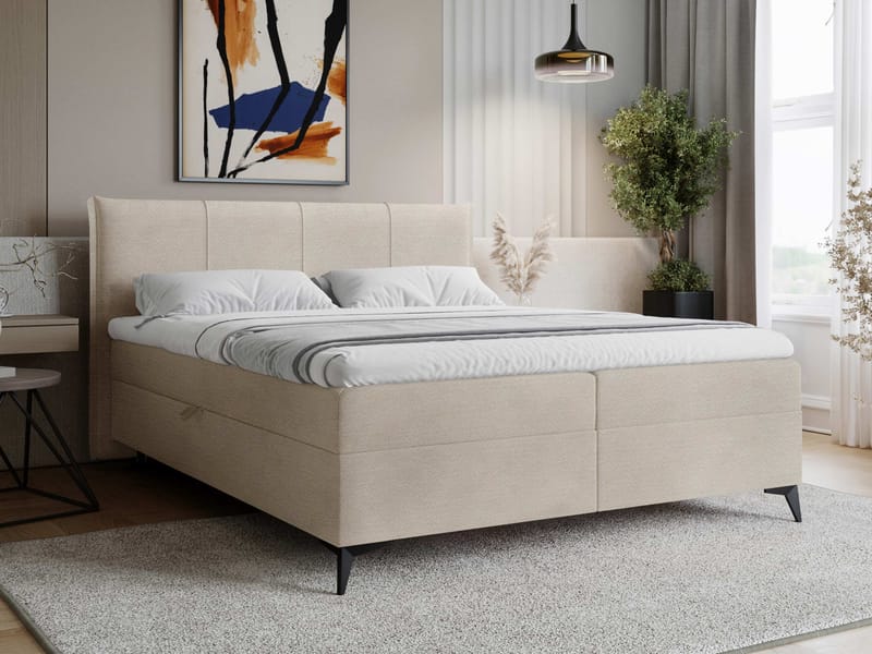 Thoros Komplett Sängpaket 140x200 cm Kontinentalsäng med Förvaring - Beige - Möbler - Säng - Kontinentalsäng