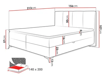 Thoros Komplett Sängpaket 140x200 cm Kontinentalsäng med Förvaring - Beige - Möbler - Säng - Kontinentalsäng